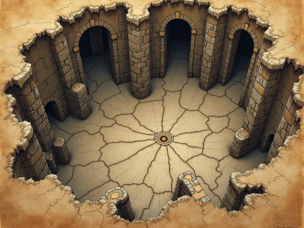 Fantasy Dwarven Mine Cave Map in Whimsical Style