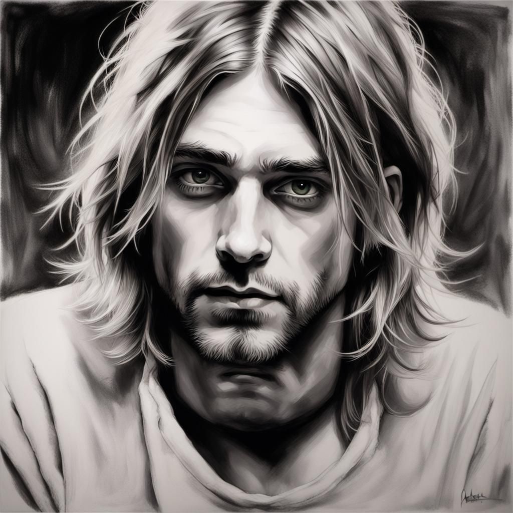 Intense Charcoal Portrait with Kaleidoscopic Colors