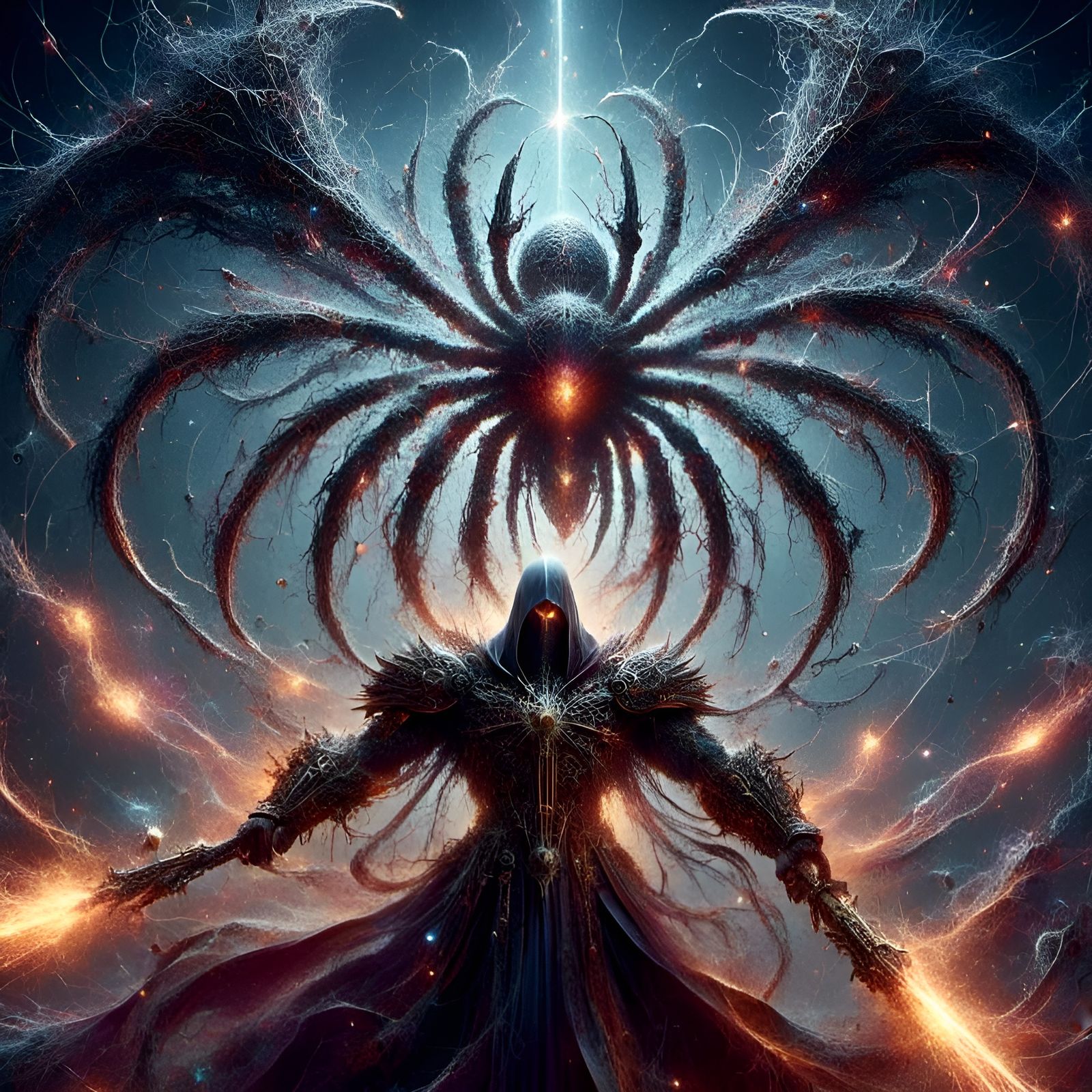 <lora:RPG-model:1.0> <lora:Arachnida:1.0> spider thanos war boss