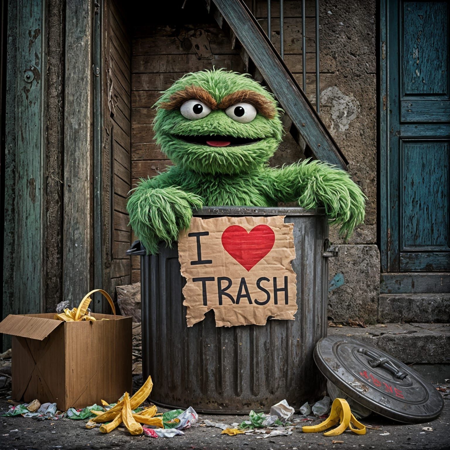 Oscar the Grouch in Trash Can Wonderland