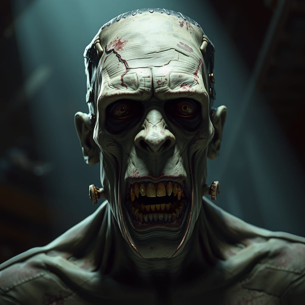 Grotesque Frankenstein's Monster in Dark Photorealism