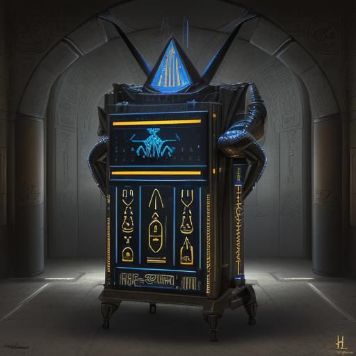 Cyberpunk Scarab Beetle in Ancient Egypt