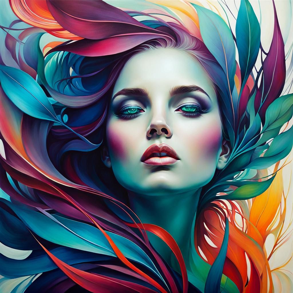 Abstract Woman Portrait in Bold Expressive Style