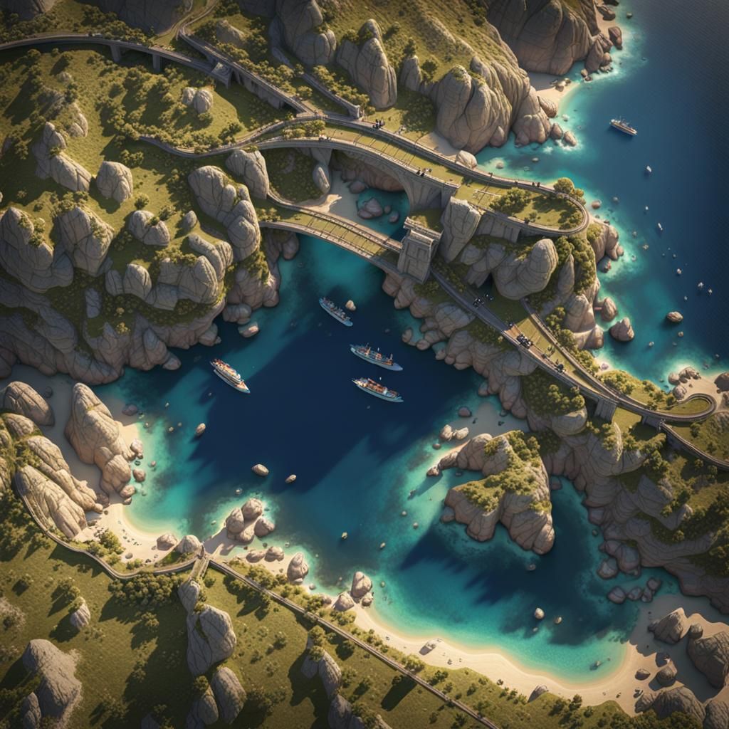 Italian Coast and Sardinia Bridge in 3D Style