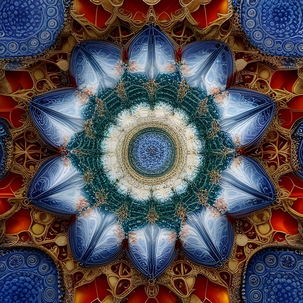 Spectacular Floral Kaleidoscope in 3D Embossed Style