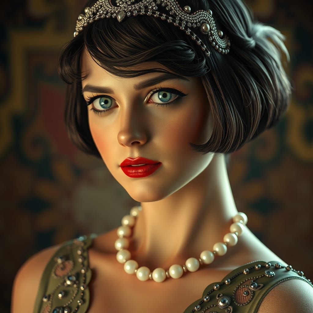 1920s Woman Portrait in Art Deco Style