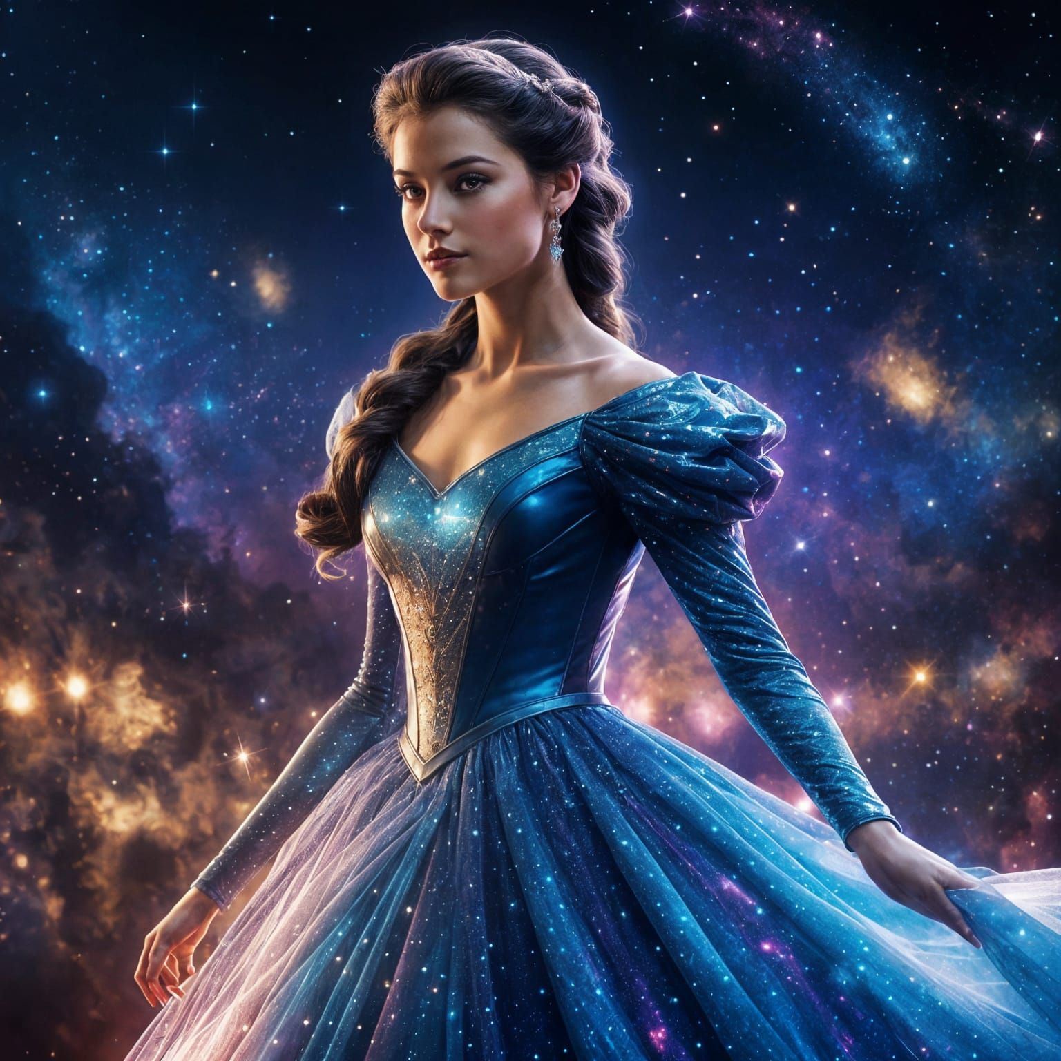 Cosmic Disney Princess Seraphina in Iridescent Finery