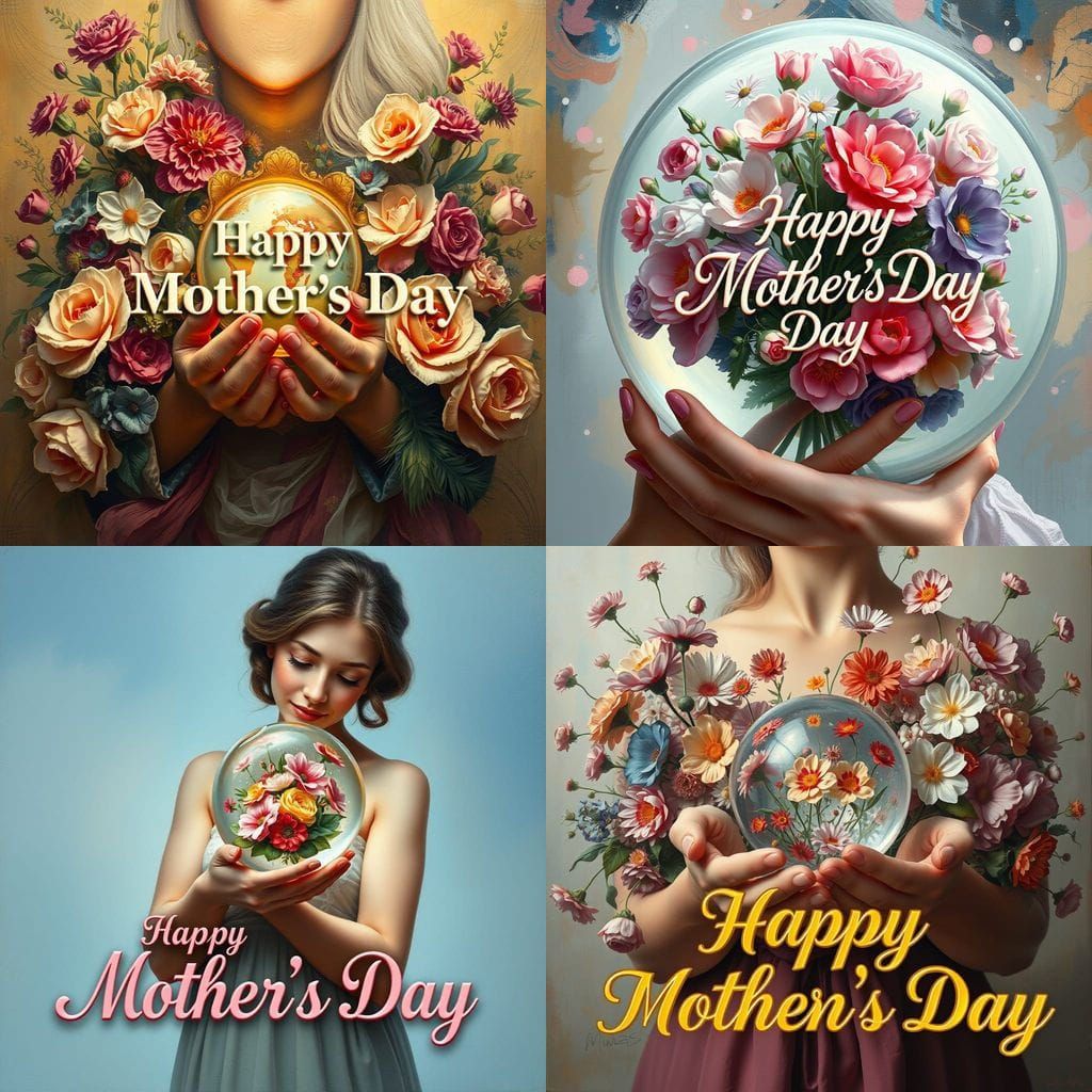 Surreal Mother's Day Celebration in a Heavy Oil Painting Sty...