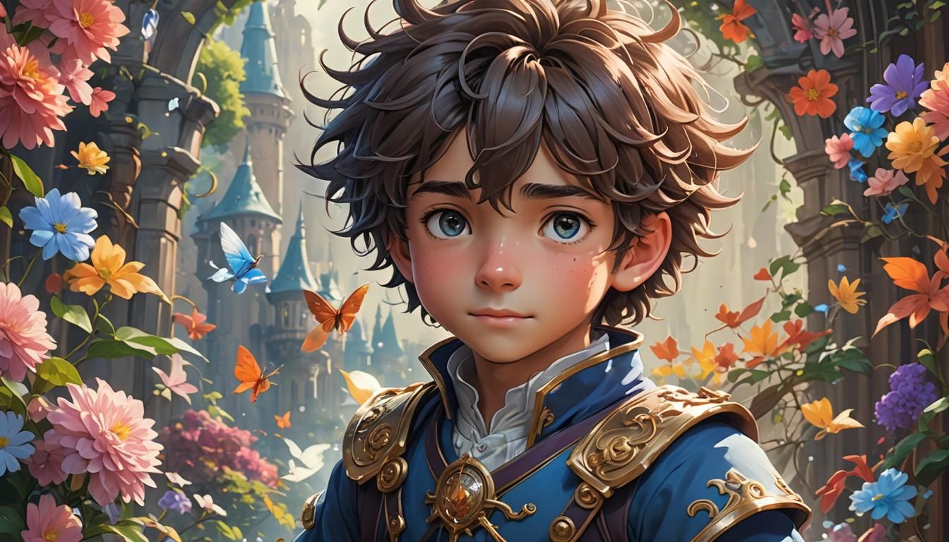 Cute Ghibli Prince Portrait in Hyperdetailed Digital Art