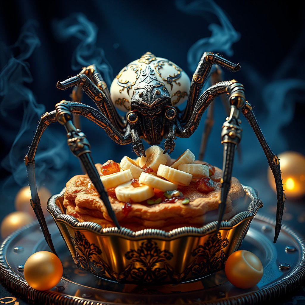 Steampunk Alien Spider Baking Pie, Dreamlike Art