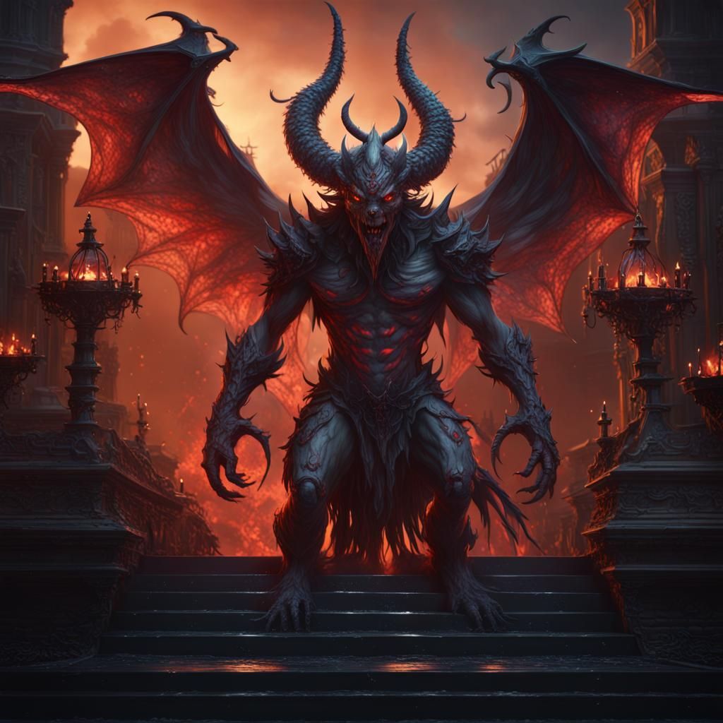 Beautiful Demon in Detailed Matte Painting