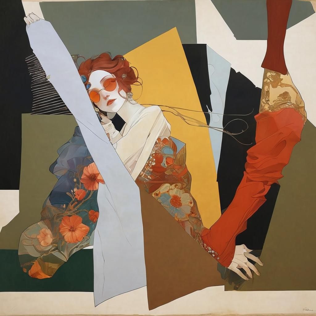 Art Nouveau Woman in Alphonse Mucha Style