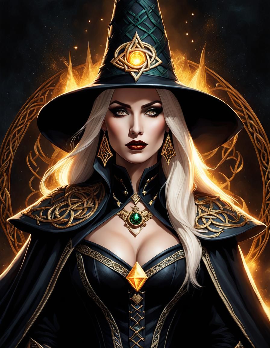 Art Deco Witch with Celtic Cape