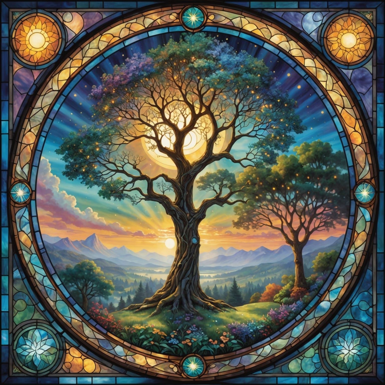 Ethereal Stained Glass Tree of Life