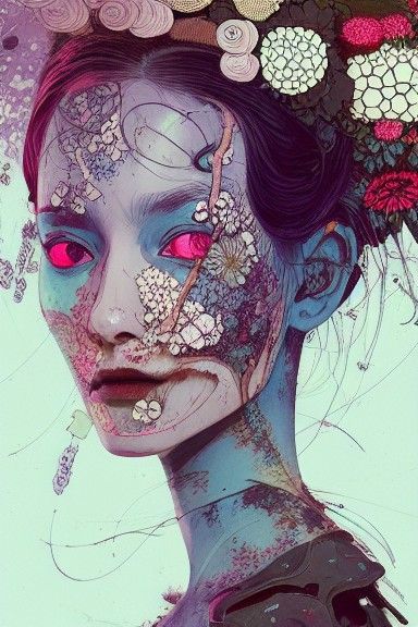 Floral Portrait in Hyperdetailed Matte Painting Style