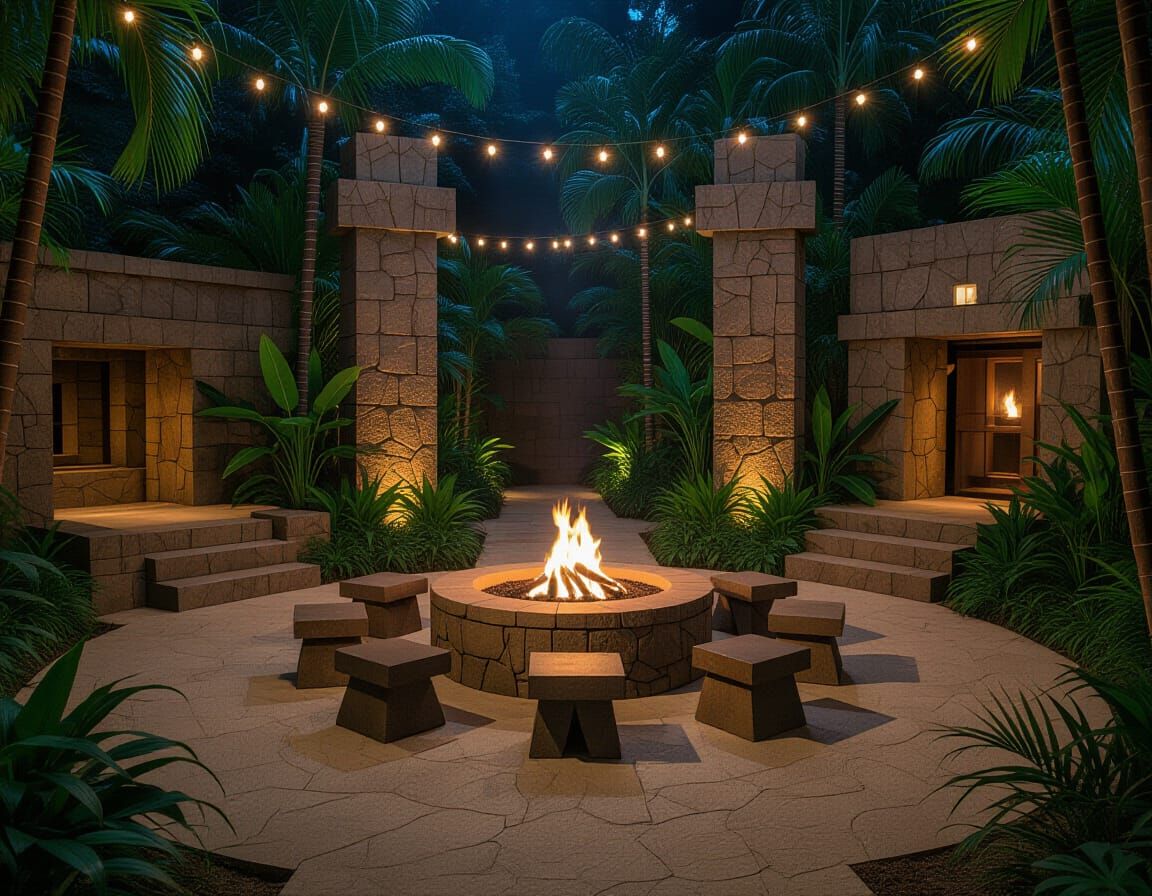 Nighttime Tribal Council Ceremony with Firelight
