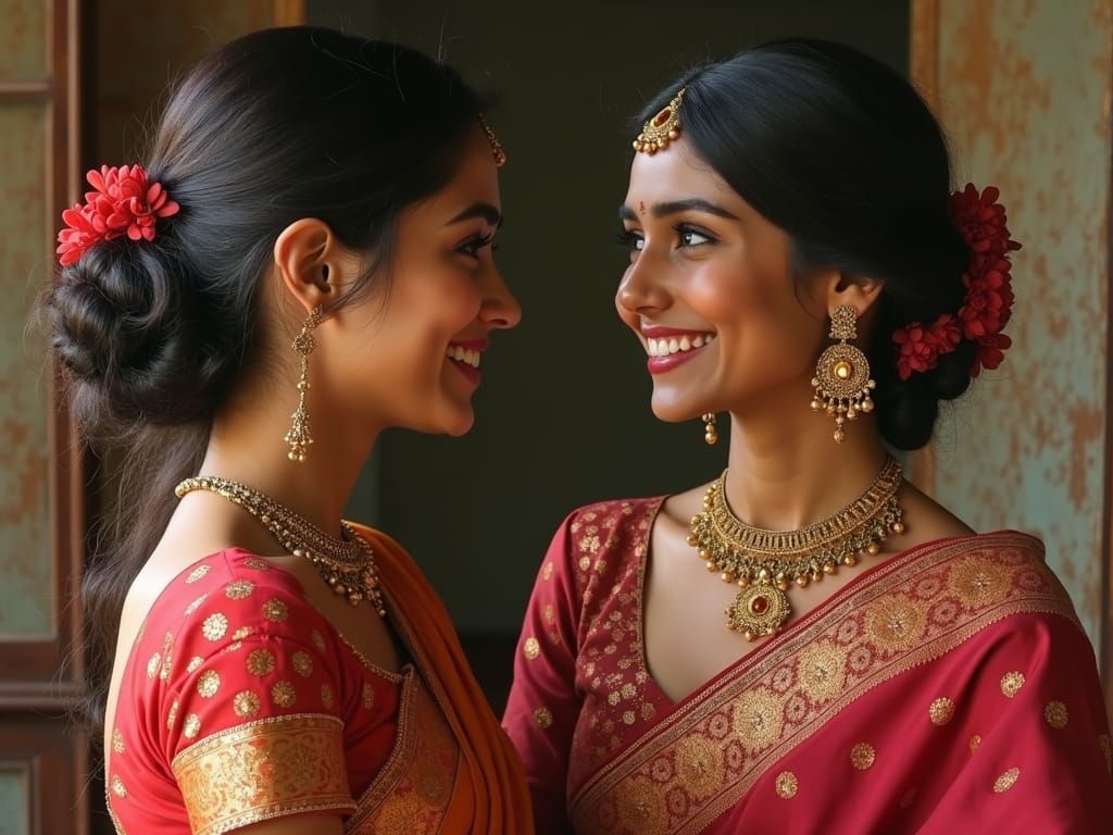 Smiling Indian Woman in Studio Portrait