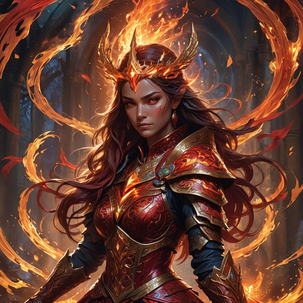 Powerful Sorceress Casting Spells in a Fantasy Art Style