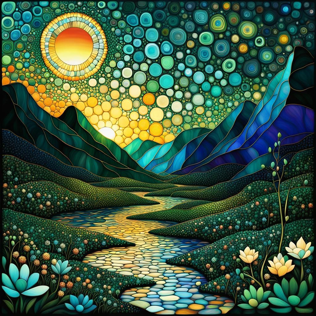 Emerald Evening: Jade Mountains in Hyperdetailed Style