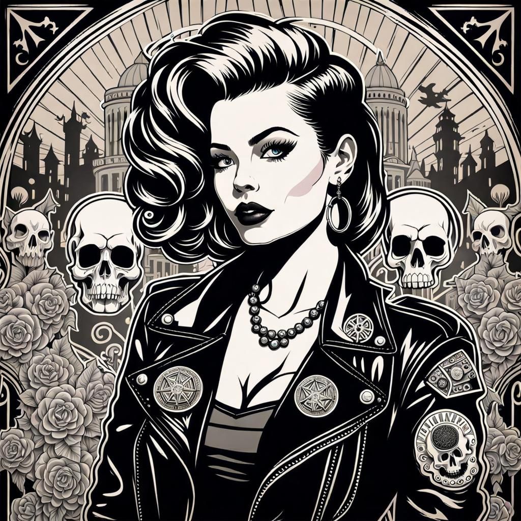 psychobilly woman with a retro hair