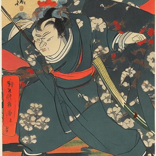 Samurai Drinking Sencha in Ukiyo-e Style