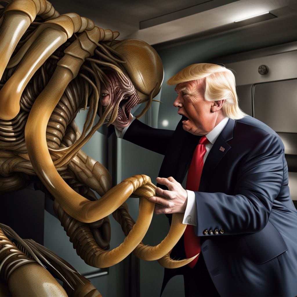 Surreal Attack: Facehugger and Political Figure
