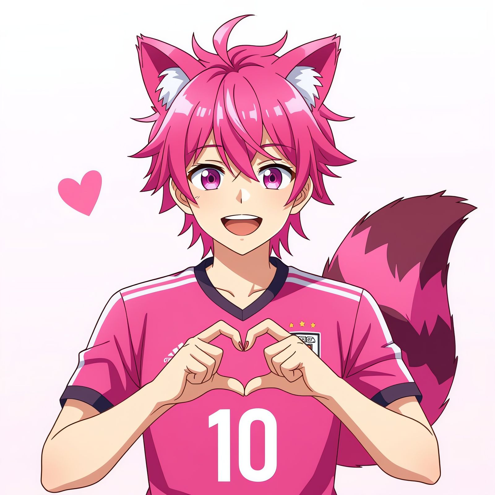 Anime Soccer Player with Pink Raccoon Ears