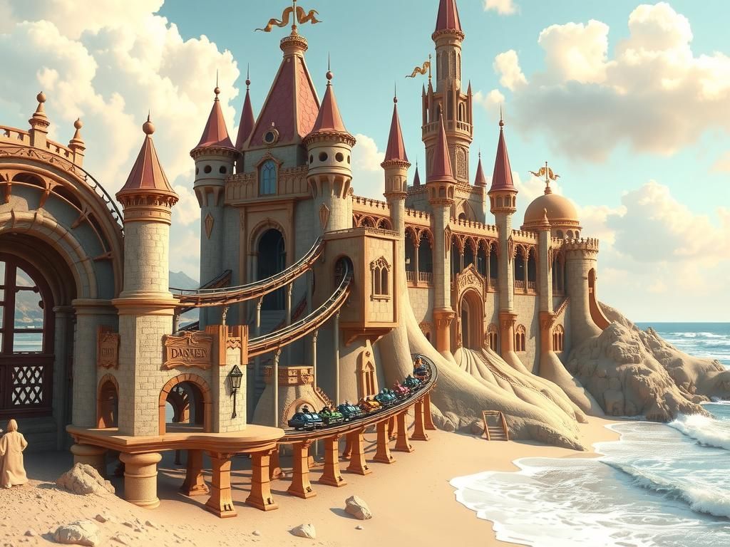 Sandcastle Roller Coaster in Miyazaki and Mead Style