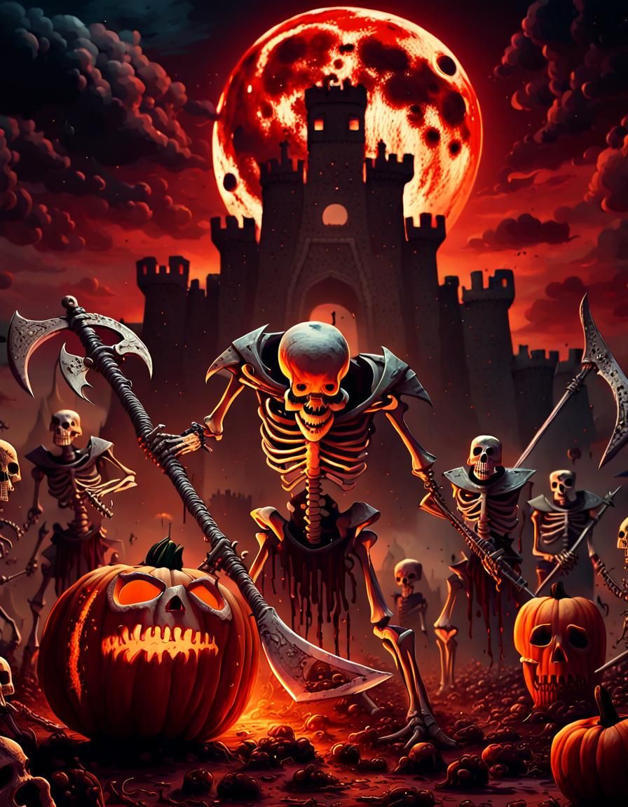 Epic Battle: Skeleton Warriors vs Pumpkin Horror