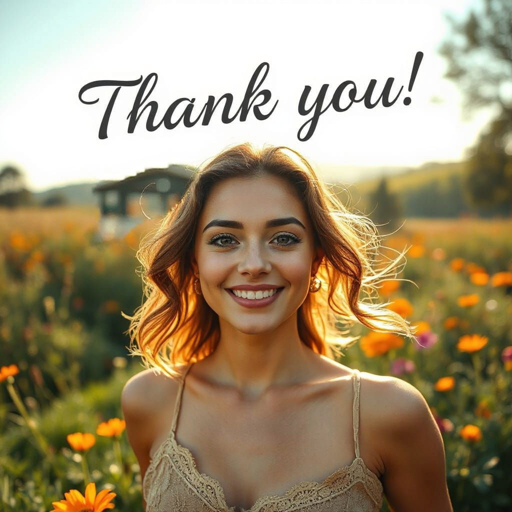 Radiant Woman Expressing Gratitude in Sunlight