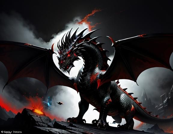 Majestic Dragon in Dynamic Fantasy Art Style