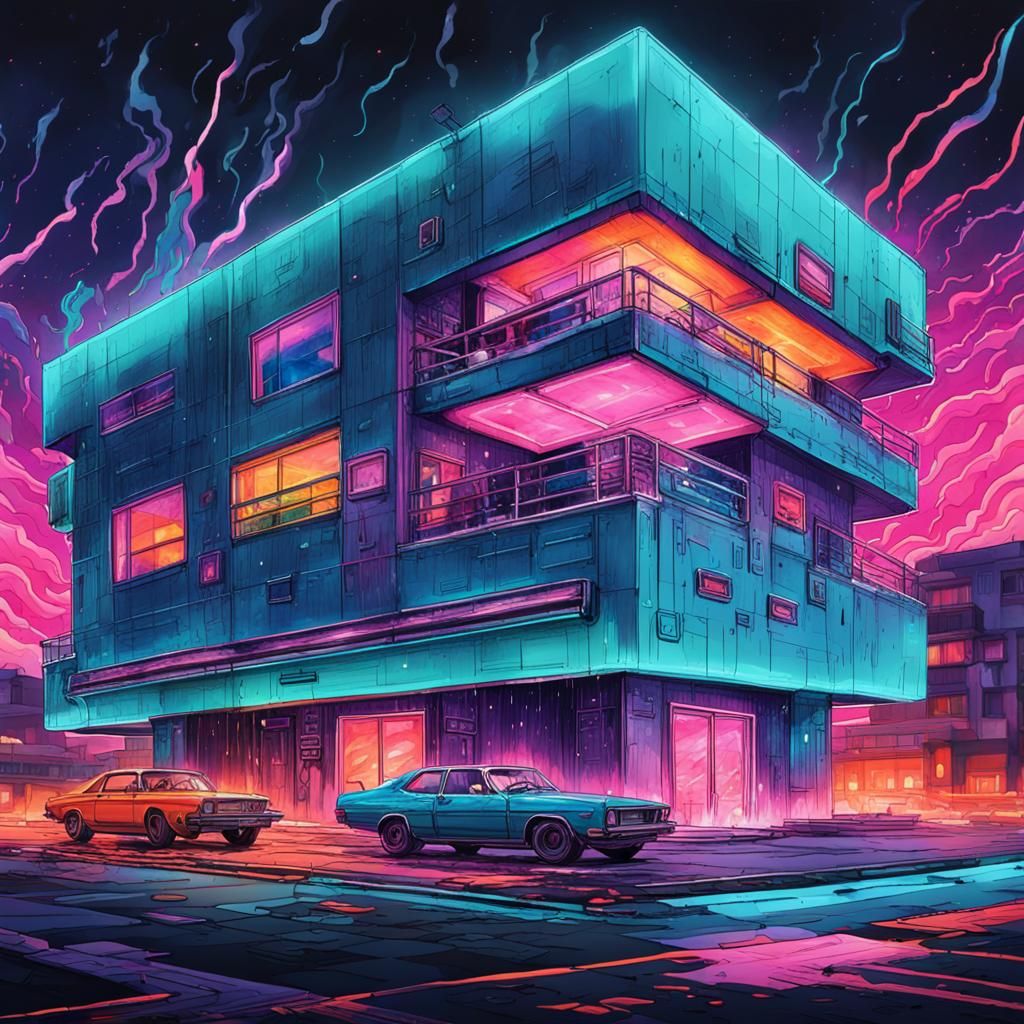 Epic Super Battle in Neon Cyberpunk Style