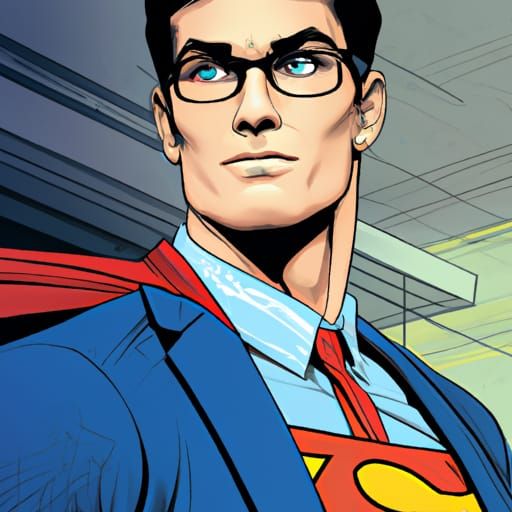 Clark Kent Illustration in Comic Book Art Style