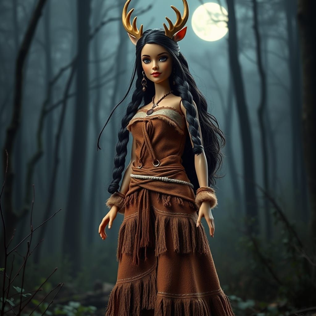 Barbie as Princess Mononoke in Misty Forest