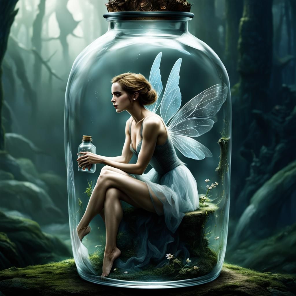 Fairy Emma Watson Trapped in Glass Bottle