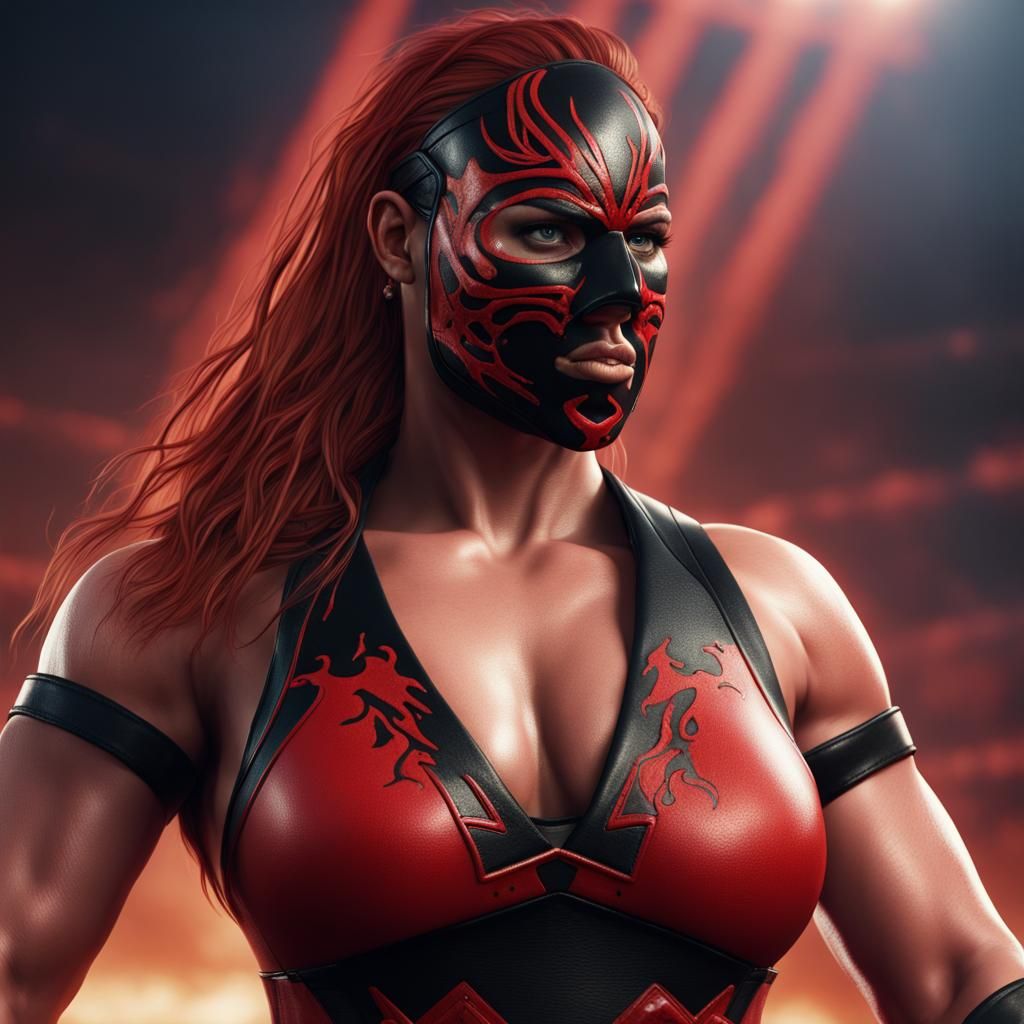 Female Wrestler Channels Kane in Detailed Matte Painting