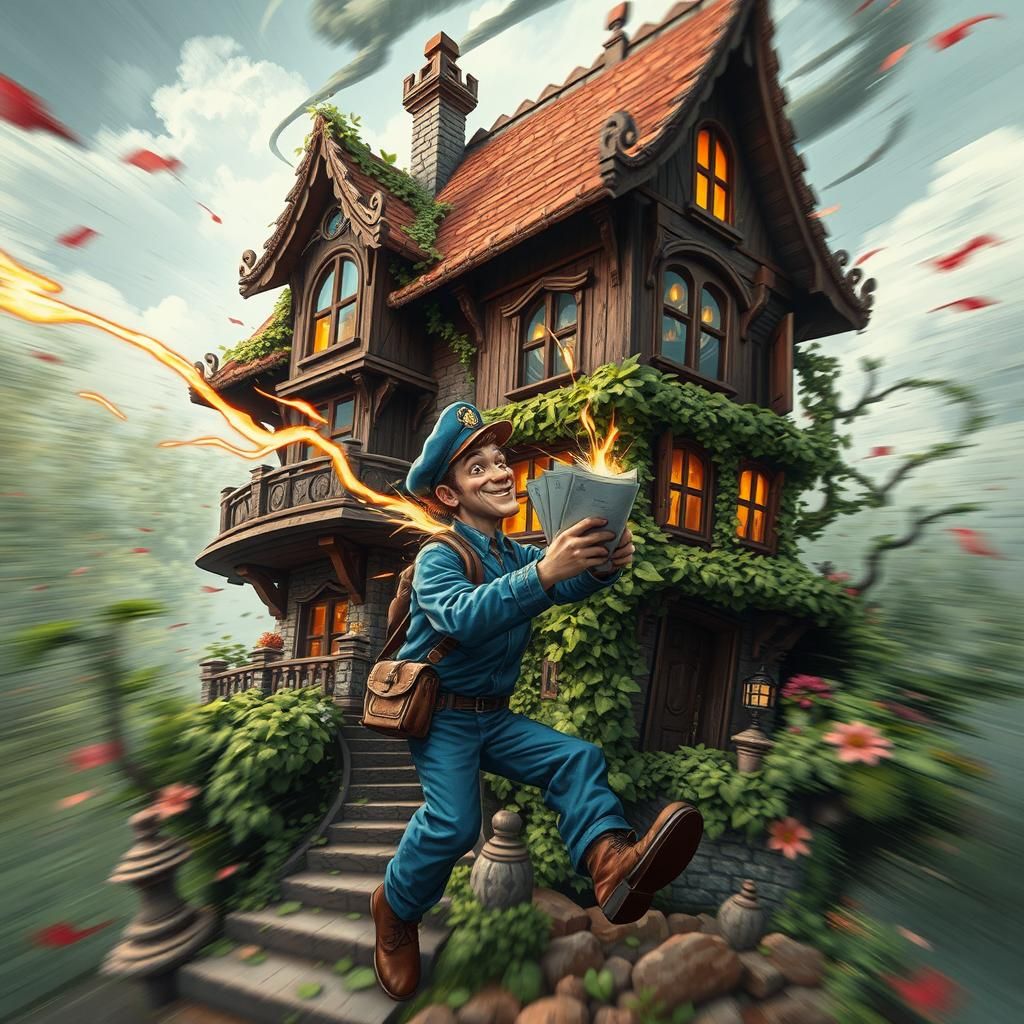 Whimsical Mailman Delivering Letters in Comic Book Art