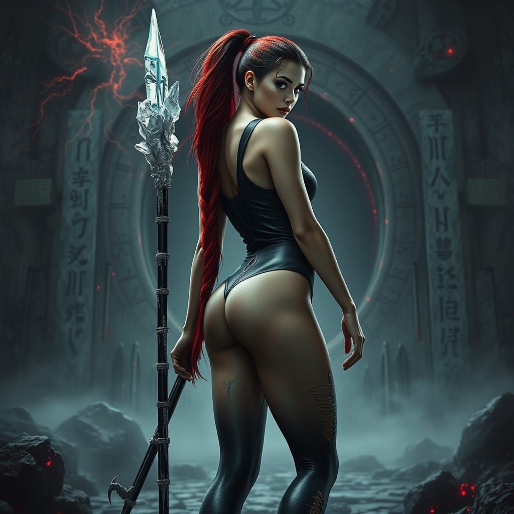 Surreal Artemis Goddess Stands Tall Before Ancient Portal in...