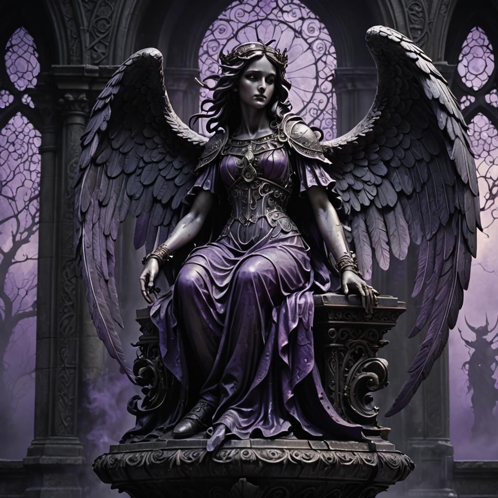 Gothic Angel Statue in Dark Fantasy Style