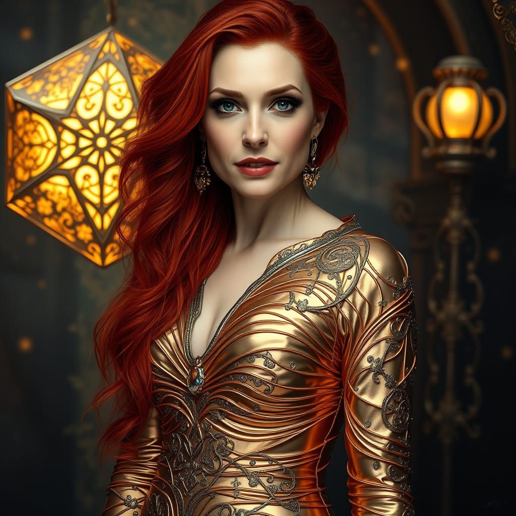 Ethereal Goddess in Metallic Splendor