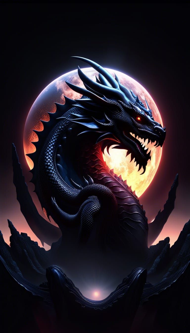 Black Dragon God Holding a Planet in Cell Shading