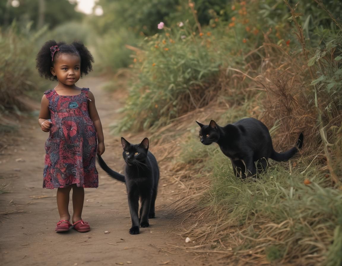 Black Cat and Toddler: A Gentle Moment