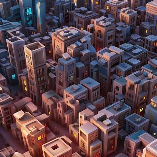 Cityscape Smile in Vibrant Sunset Colors