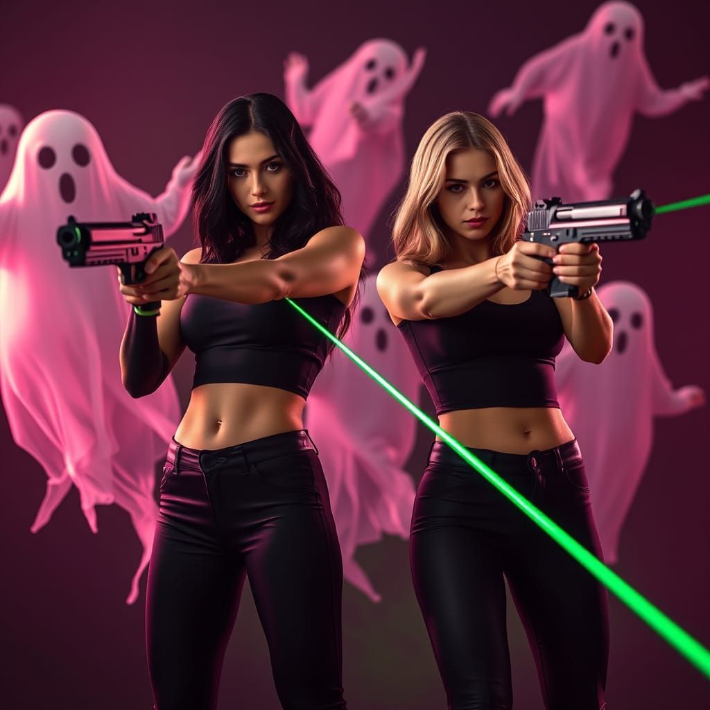 Women Shooting Lasers at Ghosts in 4K