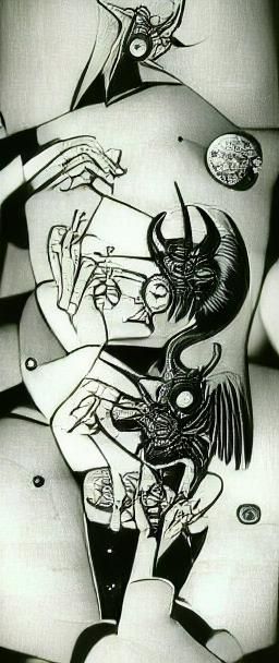 Demonic Chibi Figures: Abstract Expressionist Art