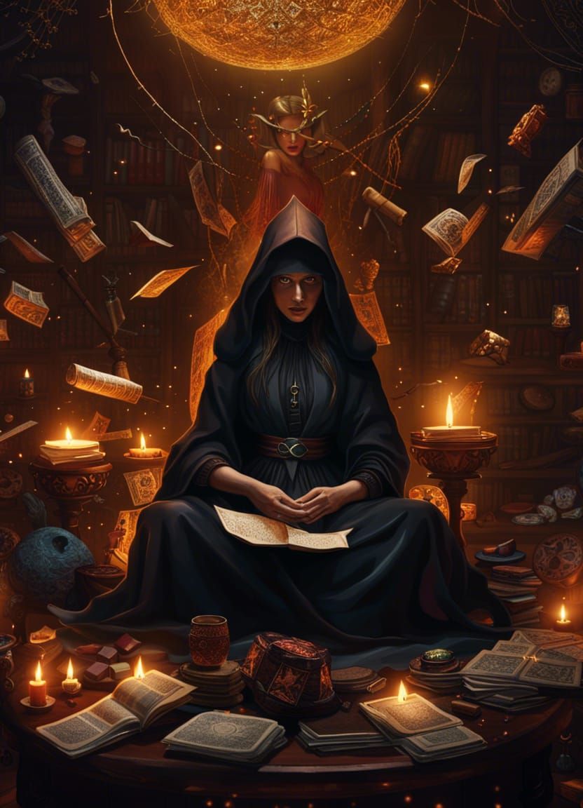 Cinematic Witch Conjuring Magic in Dark Fantasy Art