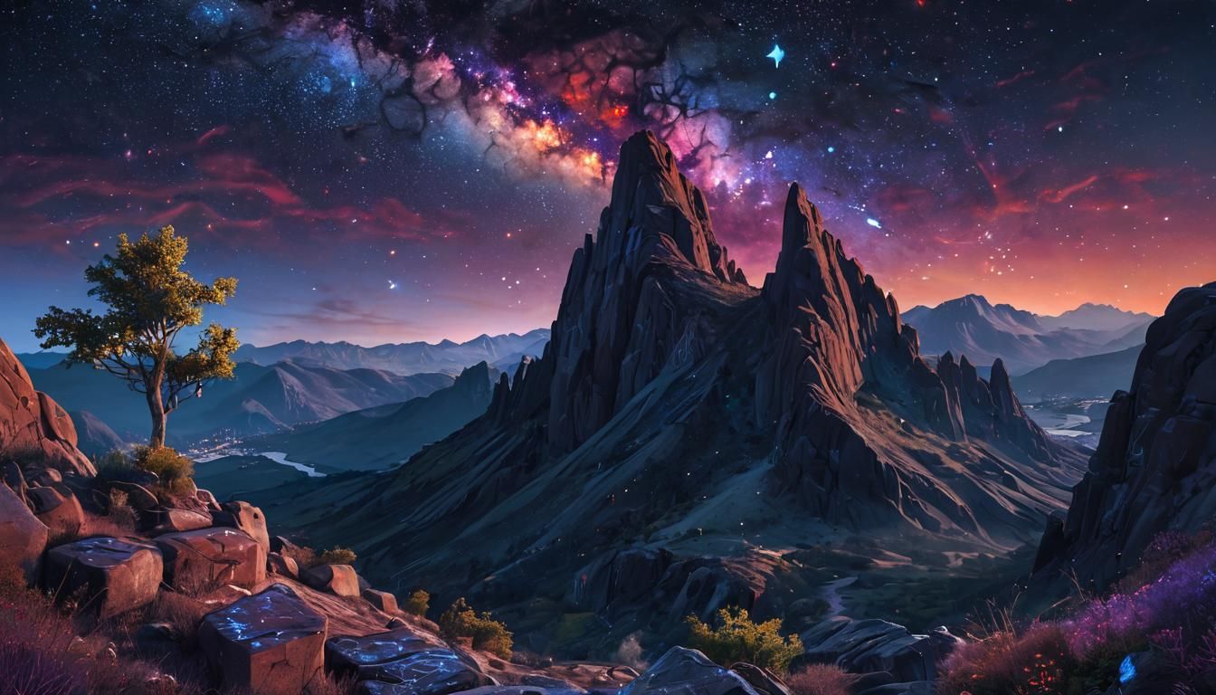 Mystical Being in Cosmic Graffiti Dreamscape