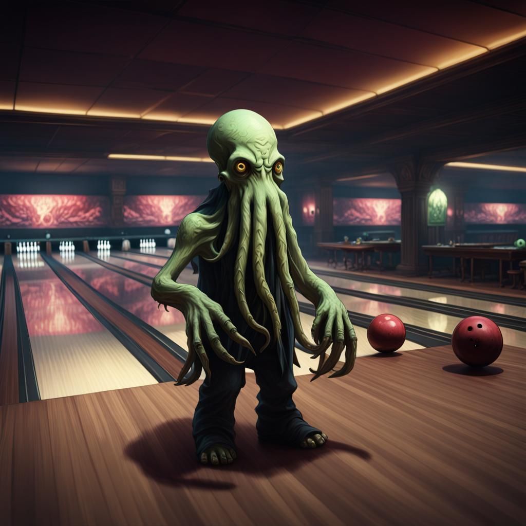 Cthulhu's Bowling Night: Mythical Figures at Play