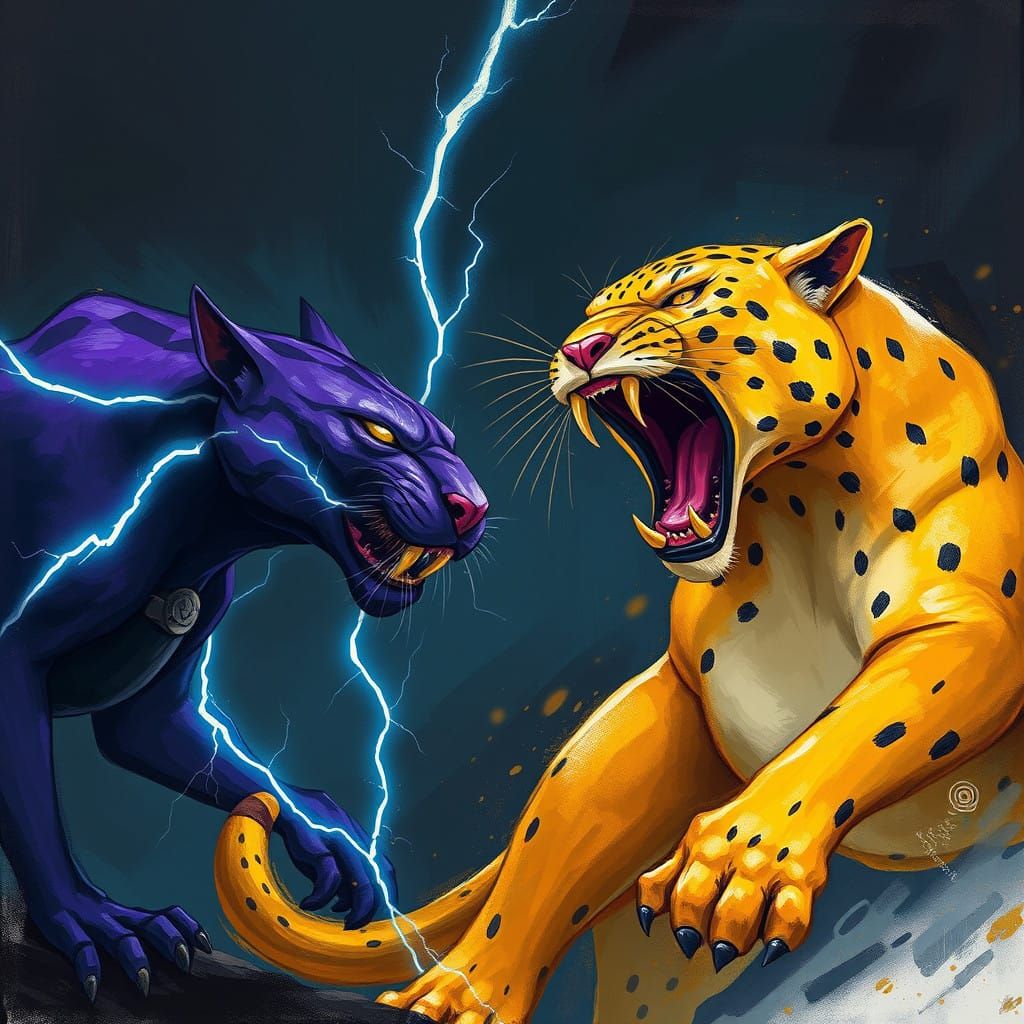 Fantasy Panther Encounter in a Dark Ominous Landscape