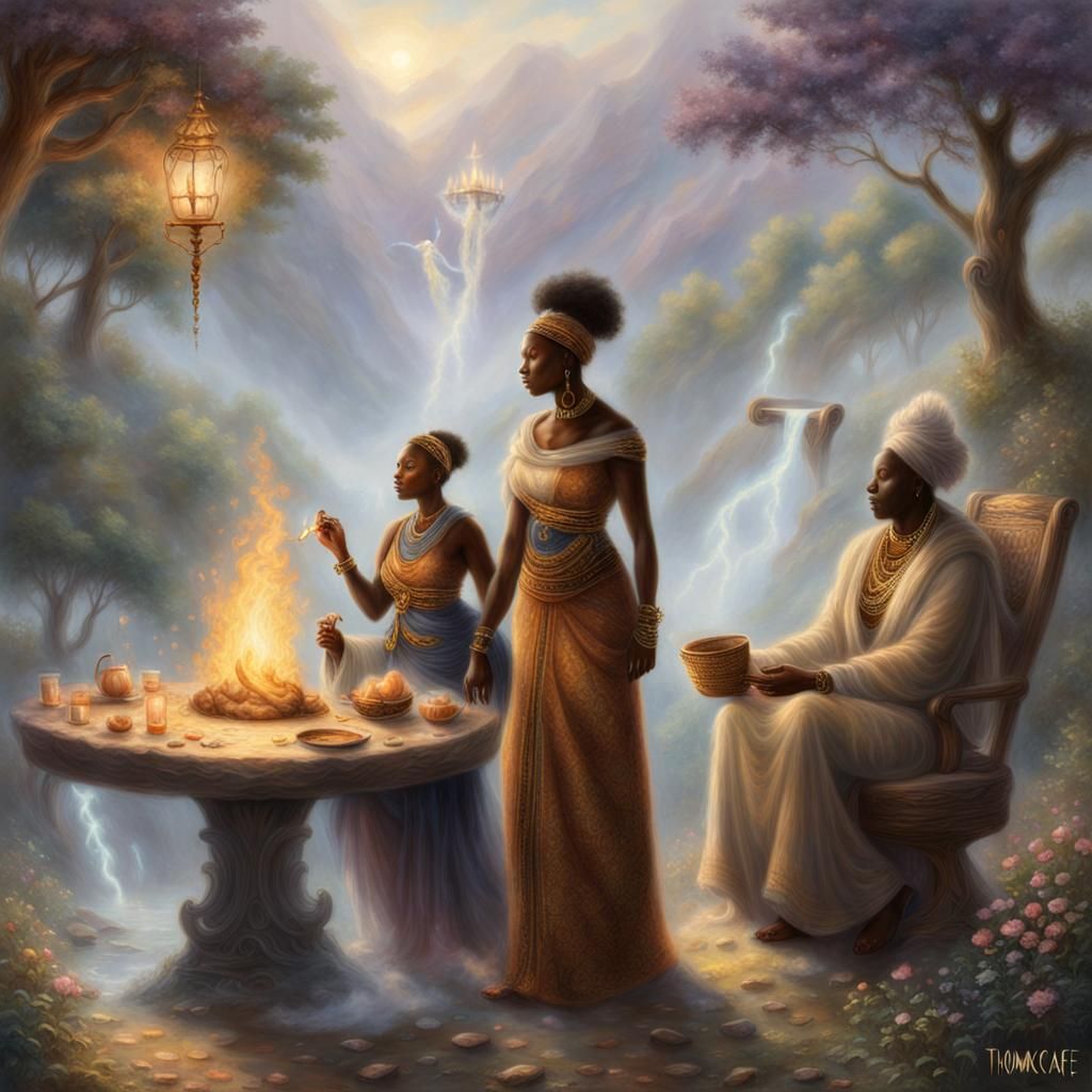 Ancestral Spirits Empowering a Mother: Ethereal Fantasy Art